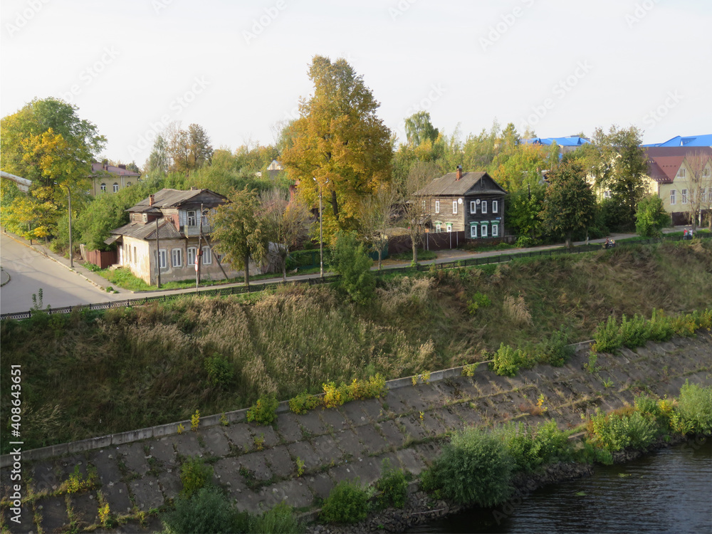 Russia. Tver province. The ancient Russian city of Kimry. There are still many old houses in the city. Russia. Tver province. The ancient Russian city of Kimry. There are still many old houses in the city.