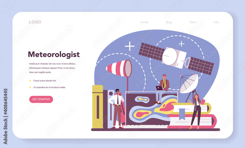 Meteorologist web banner or landing page. Weather forecaster Meteorologist web banner or landing page. Weather forecaster