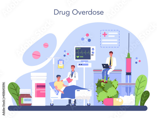Narcologist concept. Professional medical specialist. Drug overdose