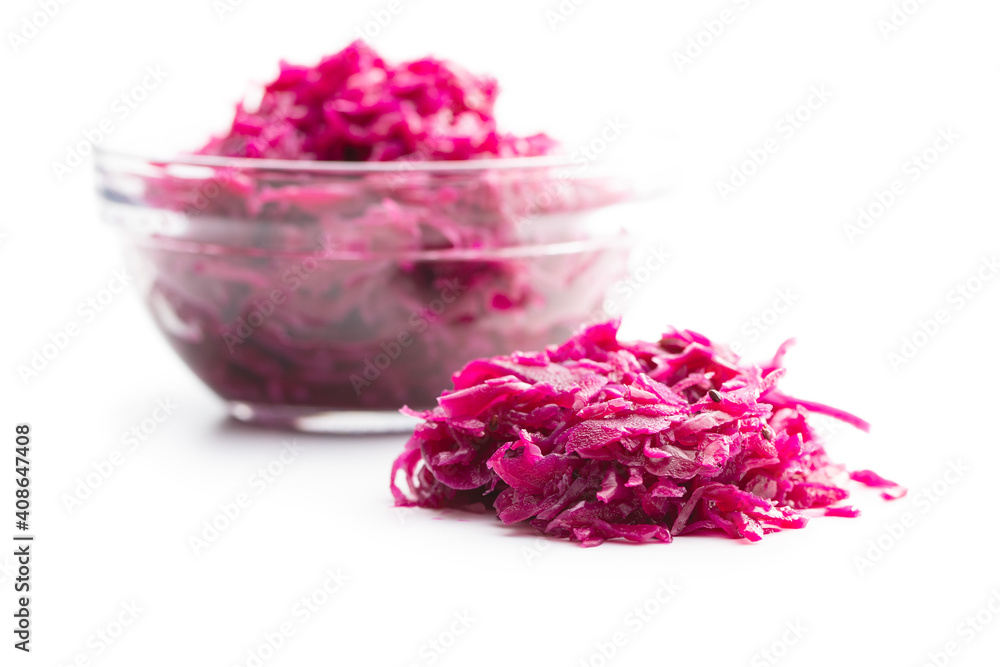 Red sauerkraut. Sour pickled cabbage Red sauerkraut. Sour pickled cabbage