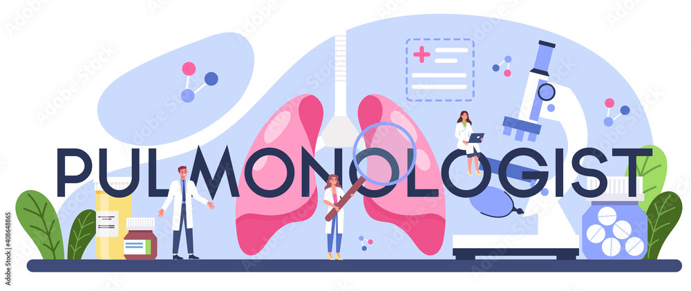 Pulmonologist typographic header. Idea of health and medical treatment.