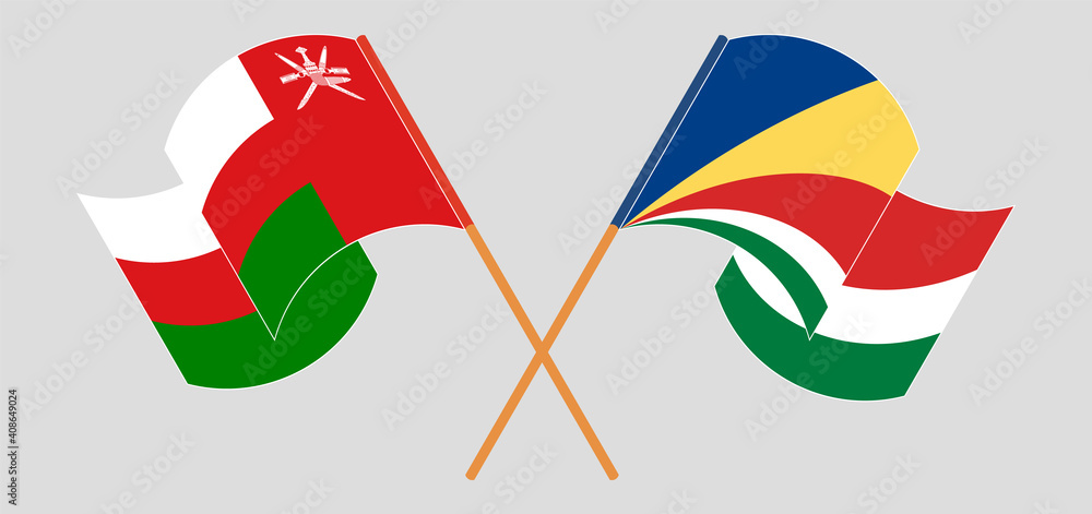 Crossed flags of Oman and Seychelles Crossed flags of Oman and Seychelles