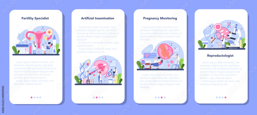 Reproductology and reproductive health mobile application banner set