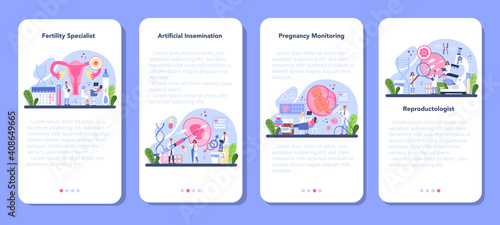 Reproductology and reproductive health mobile application banner set