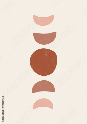 Background with Moon phases print boho minimalist printable wall art