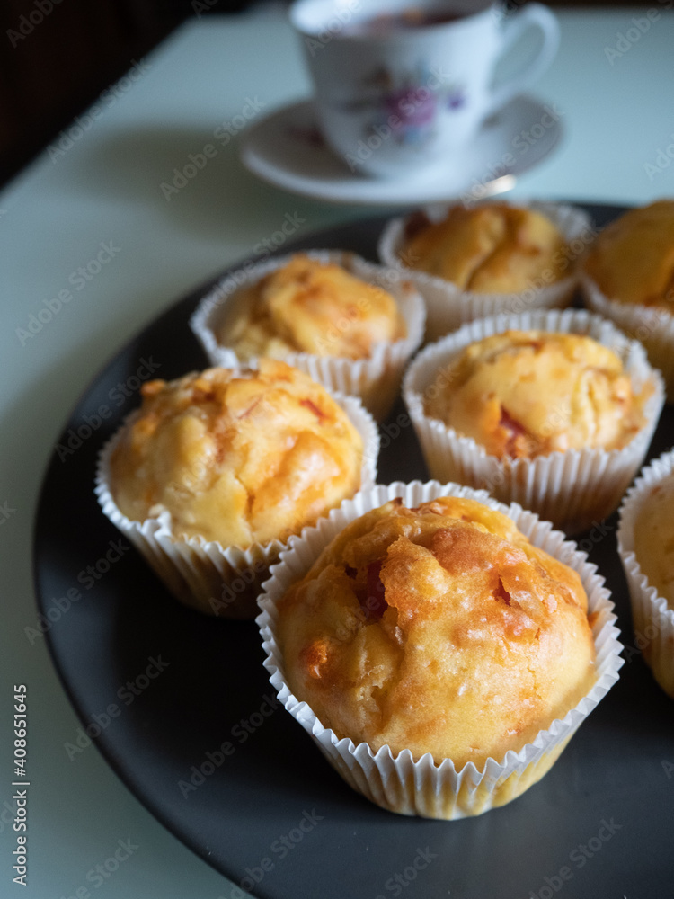 Salty muffins on a plate Salty muffins on a plate
