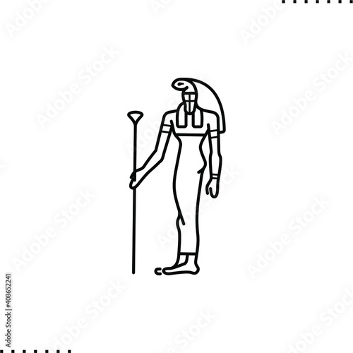 Ancient Egypt deities vector icon in outline