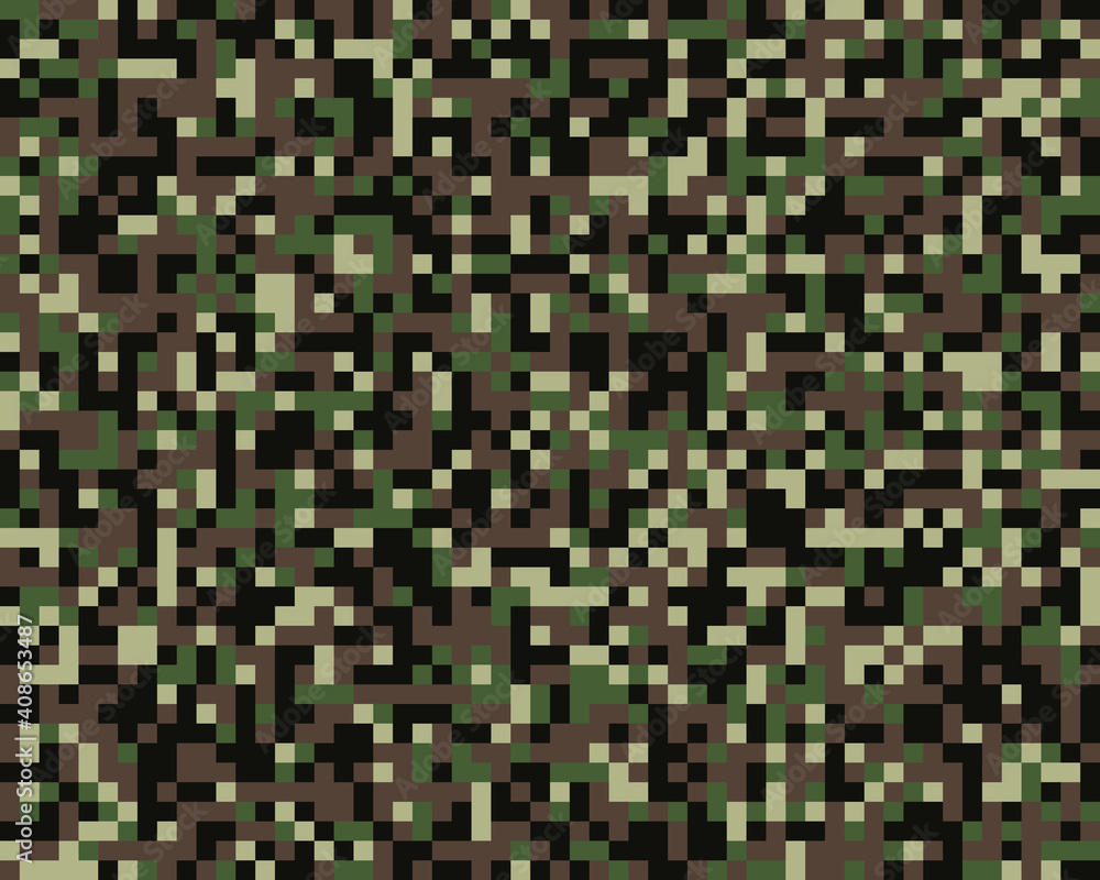 Seamless pattern of digital militaristic camouflage