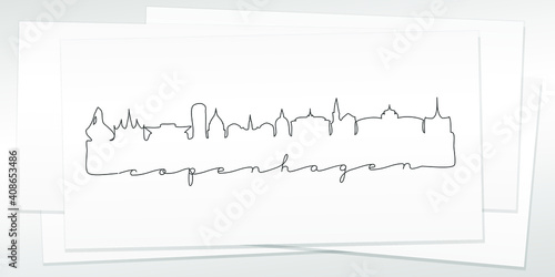 Photography Copenhagen, Denmark Doodle Skyline Hand Drawn