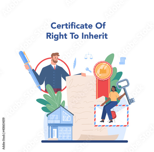 Inherit certification. Notary signing and legalizing paper document