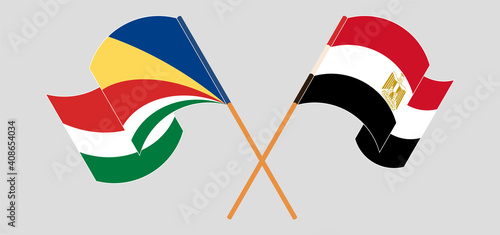 Crossed flags of Seychelles and Egypt