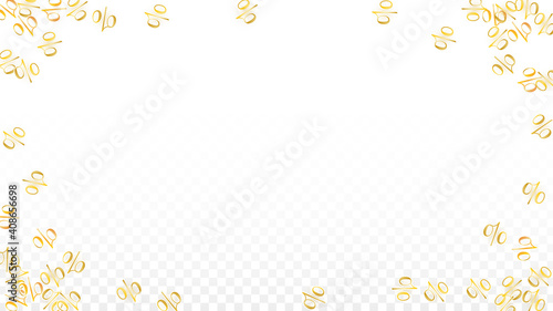 Luxury Vector Gold Percentage Sign Confetti on Transparent. Percent Sale Background.