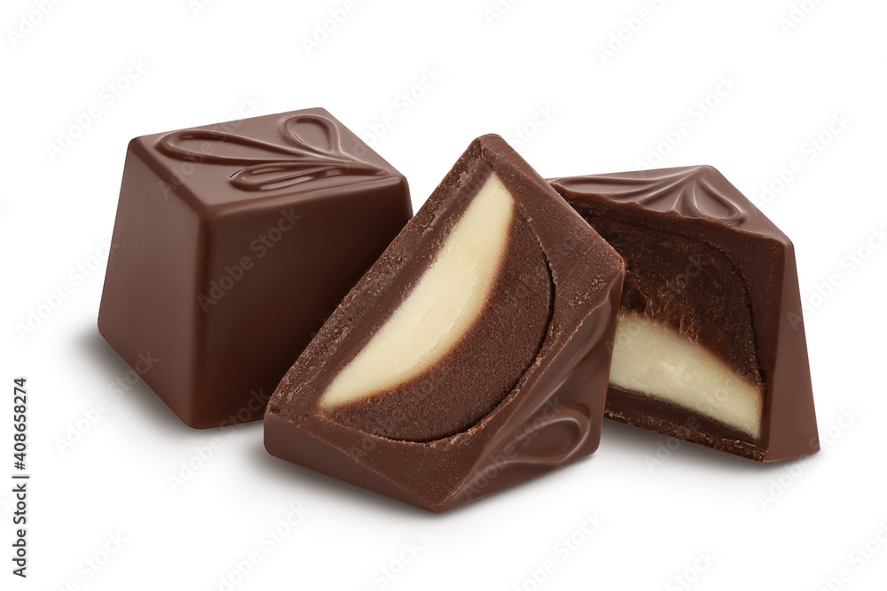 Chocolate candy isolated on white background with clipping path and full depth of field Chocolate candy isolated on white background with clipping path and full depth of field