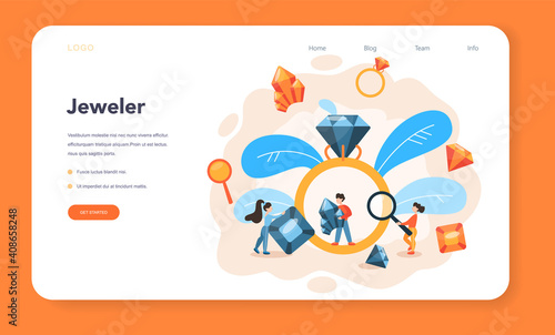 Jeweler and jewelry web banner or landing page. Idea of creative