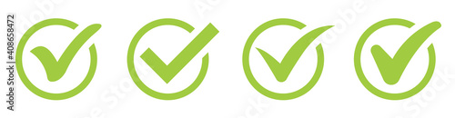 Green check mark icon. Check mark vector icon. Checkmark Illustration. Vector symbols set ,green checkmark isolated on white background. Correct vote choise isolated symbol.