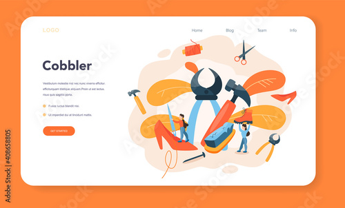 Shoemaker web banner or landing page. Male and female
