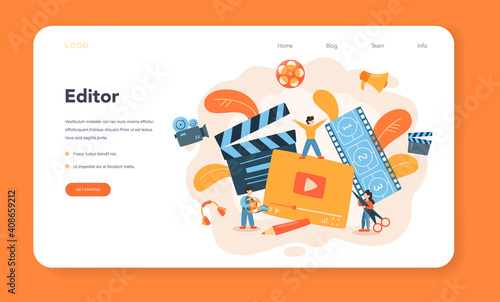 Video editor or designer web banner or landing page. Artist create