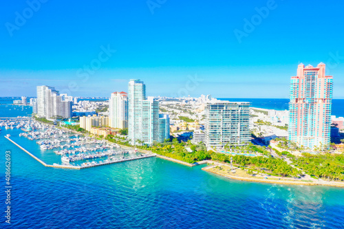 Miami Beach South Pointe condo buildings aerial 