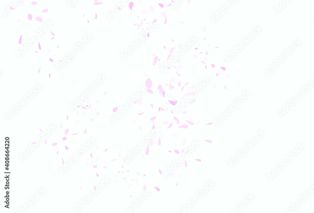 Light Pink, Green vector doodle template with leaves.