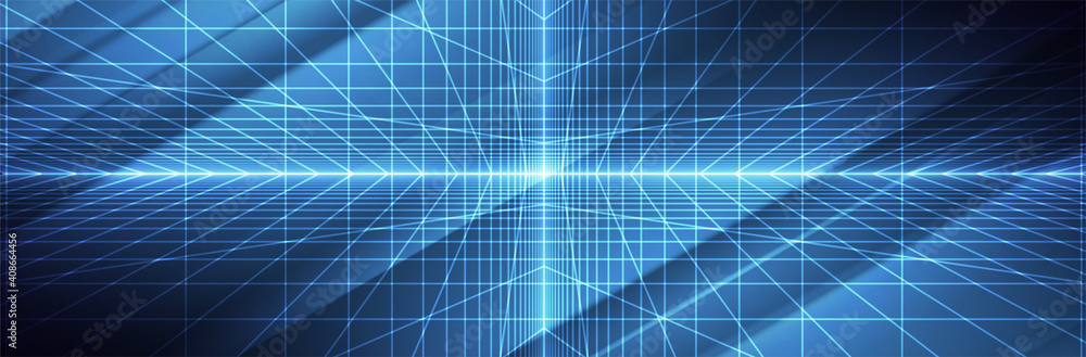 Futuristic blue background. Perspective line structure. Technology vector illustration