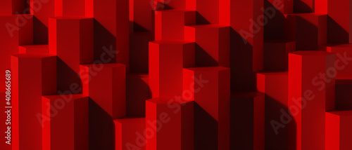 Red Hexagon pattern backdrop background. 3D rendering.