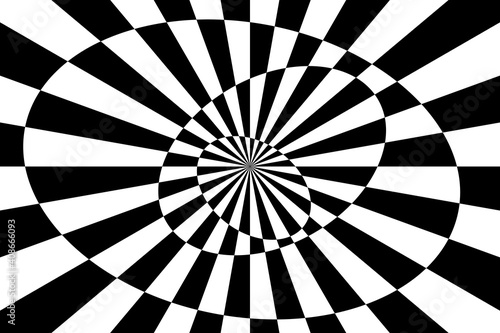 Vector illustration of stripes and shapes with optical illusion. Op art abstract background.