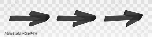 Black highlighter arrow set isolated on transparent background. Marker pen highlight underline strokes. Vector hand drawn graphic stylish element