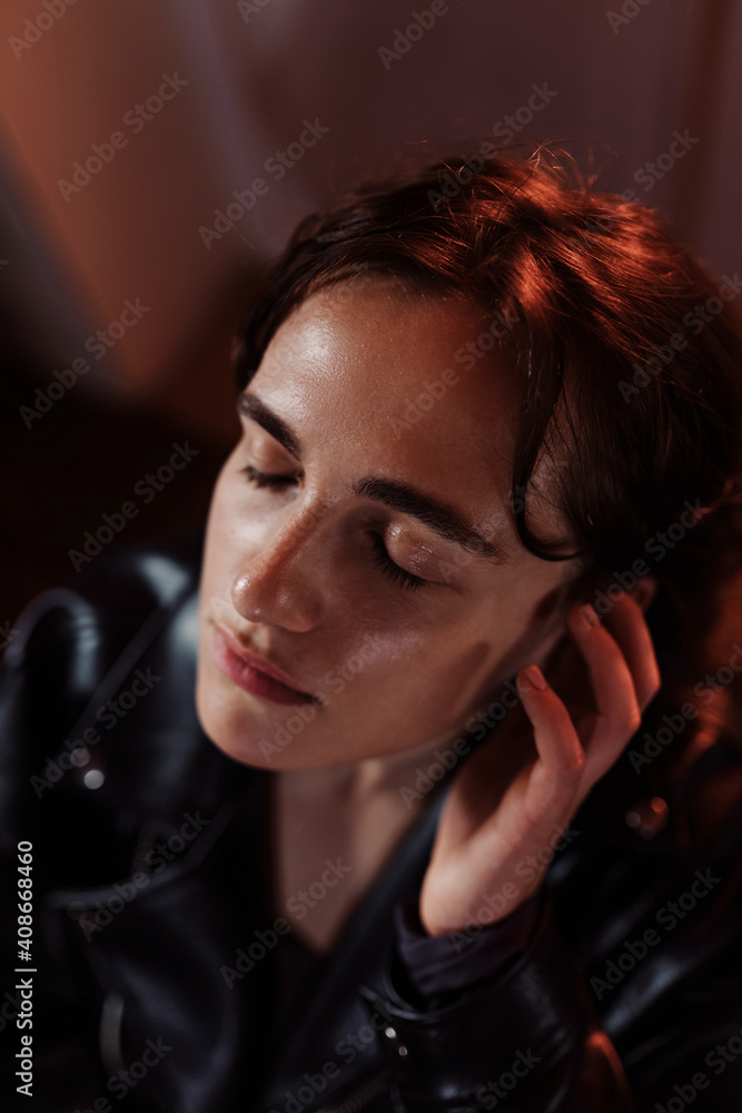 Portrait of a beautiful stylish woman in cine style Portrait of a beautiful stylish woman in cine style