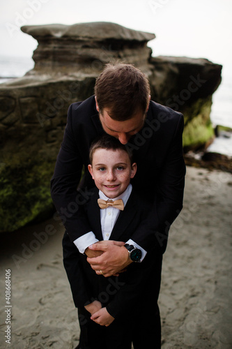 Father & Son on Beach in San Diego photo