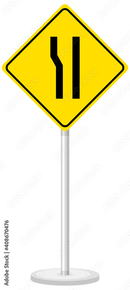 Yellow traffic warning sign on white background Yellow traffic warning sign on white background