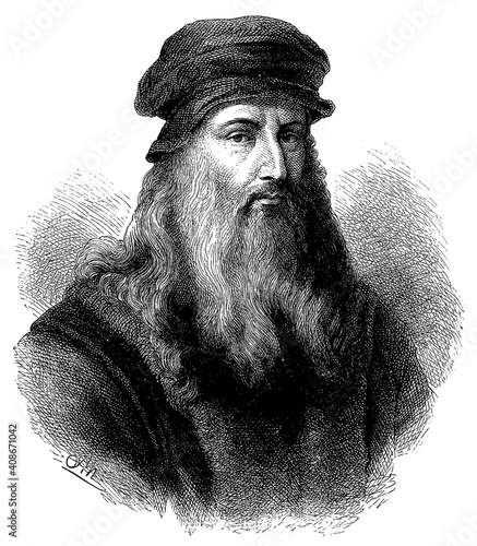 Photo Portrait of Leonardo da Vinci - an Italian polymath of the High Renaissance