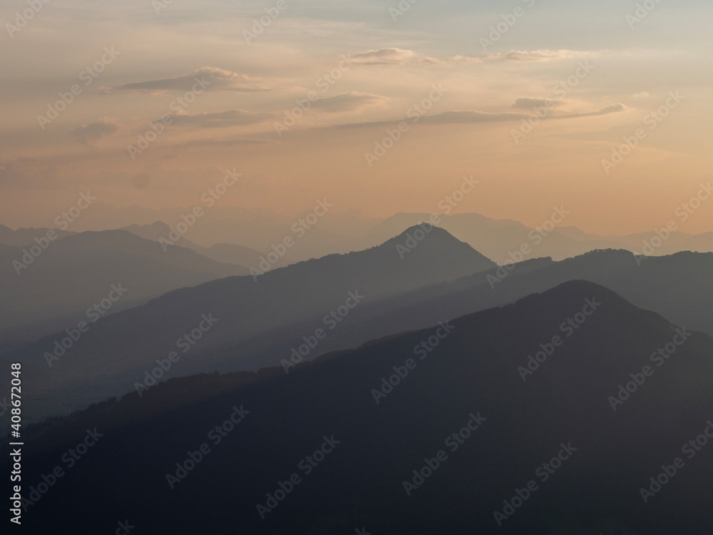 sunset in the mountains