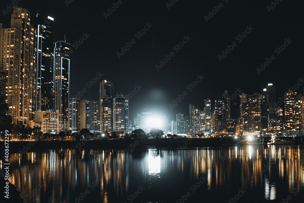 Panama City in the night.