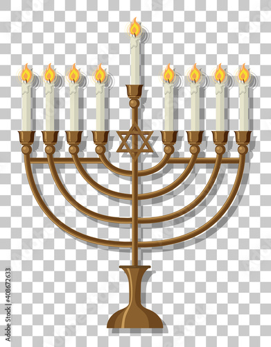 Candle Holder for Hanukkah isolated on transparent background