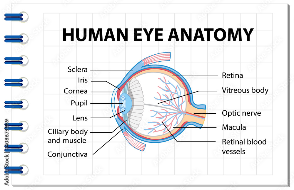 Obraz premium Diagram of human eye anatomy with label