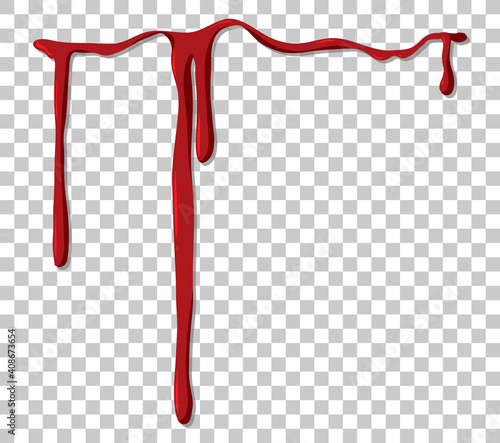 Red dripping blood on transparent background