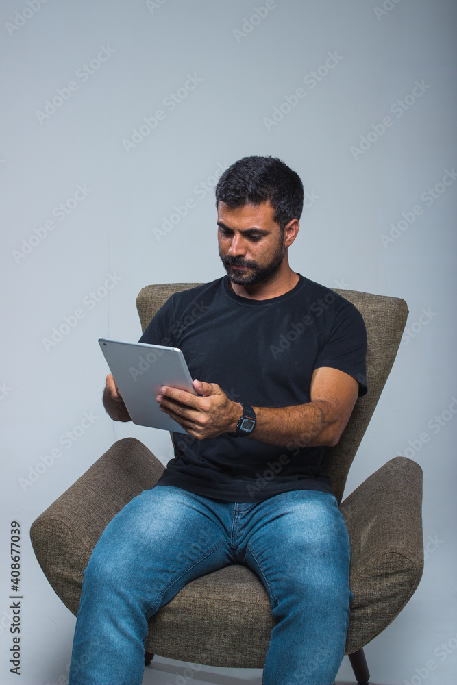 man with tablet man with tablet
