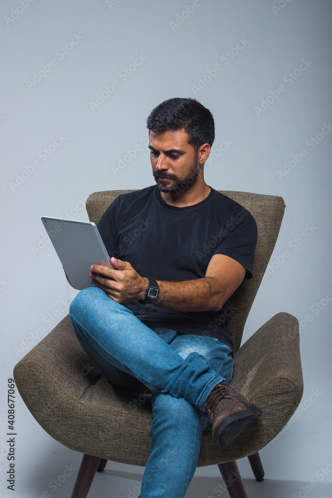 man with tablet man with tablet