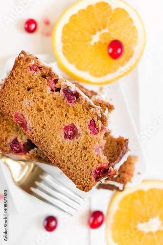 cranberry orange bread with icing