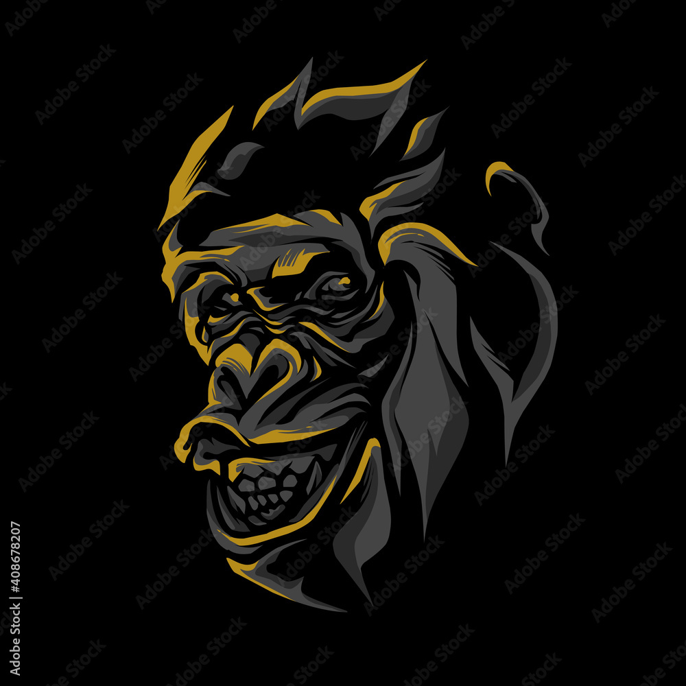 dark gorilla head illustration smile dark gorilla head illustration smile