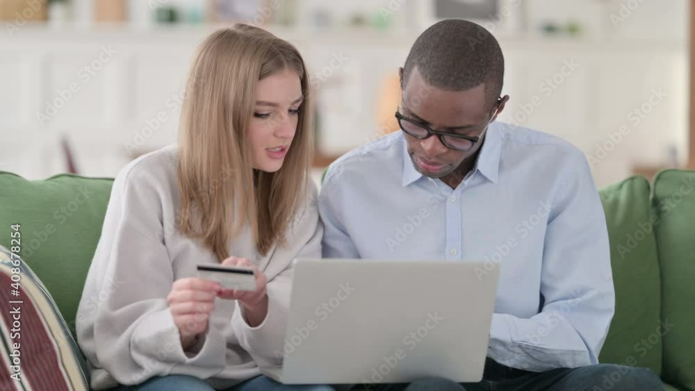 Online Shopping Payment Failure on Laptop by Mixed Race Couple Online Shopping Payment Failure on Laptop by Mixed Race Couple