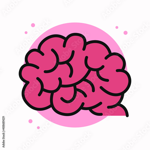 Brain Icon Filled Outline. Brain Anatomy Human Organ Logo. Brainstorm Creativity Design Vector Symbol Illustration