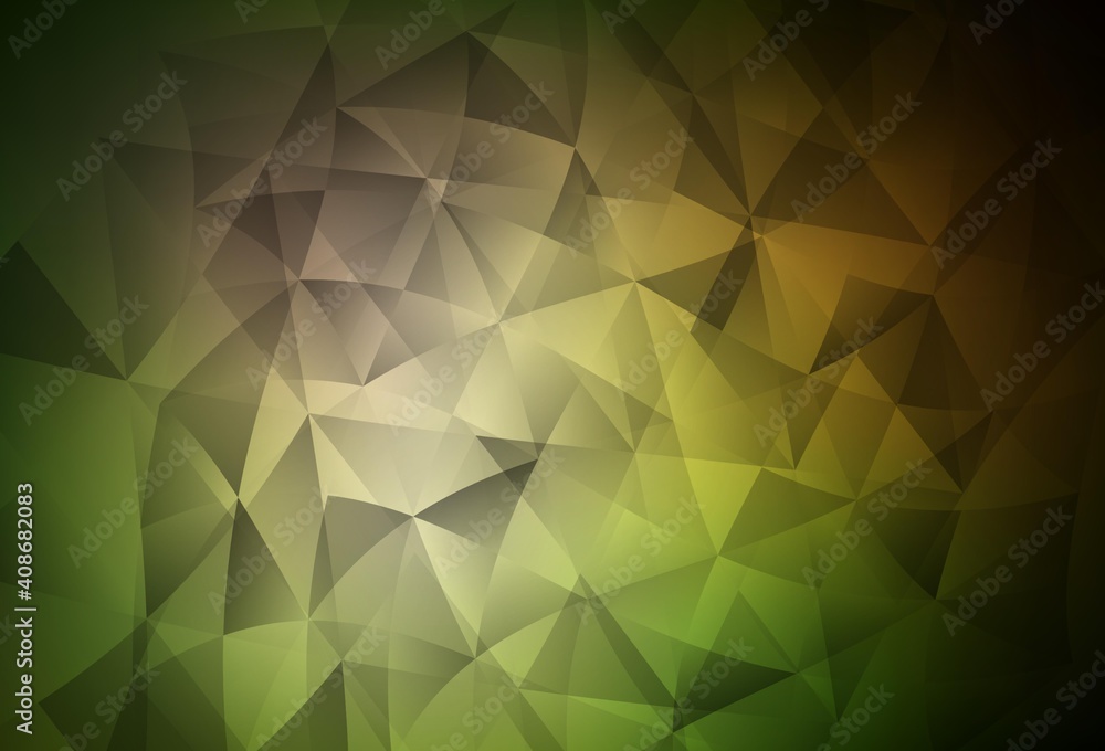 Obraz premium Dark Green, Yellow vector backdrop with lines, triangles.