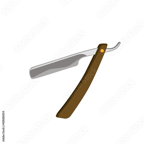 Dangerous vintage razor. Isolated vector illustration.