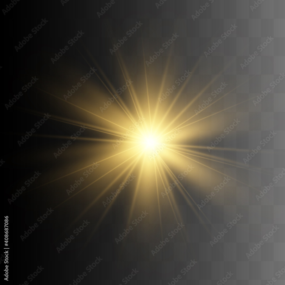 Glow isolated yellow light effect, lens flare