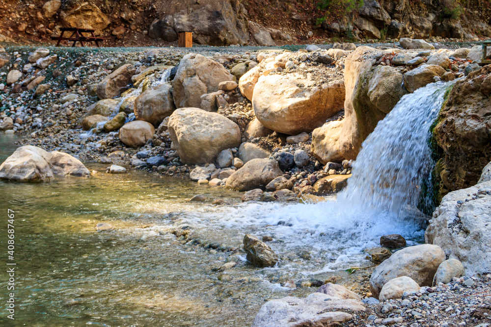 Small waterfall in Goynuk canyon in Antalya province, Turkey Small waterfall in Goynuk canyon in Antalya province, Turkey