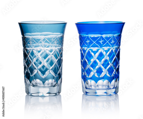 Photography Japanese cut glass placed on a white background