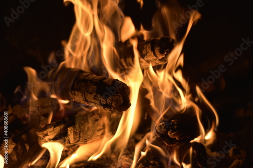 fire in the fireplace