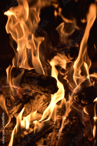 fire in the fireplace