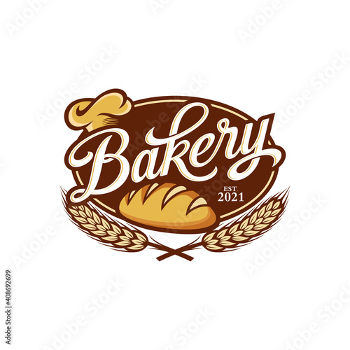 Vintage Retro Bakery Logo Design Vector Template